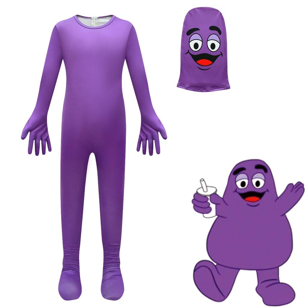 McDonald's Spookgezicht Onesie Paars Cartoon Kostuum Voor Kinderen
