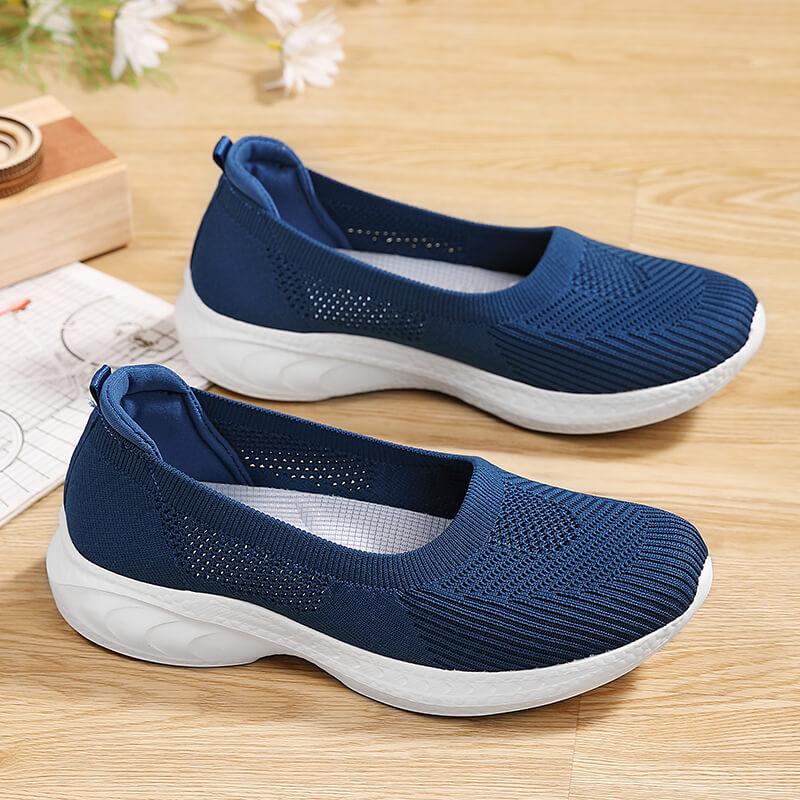 Large size women's shoes spring and summer new shallow mouth women's shoes flying woven shoes medium walking shoes casual shoes women