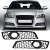 Front Fog Light Grille Cover, Gloss Black Replacement Part 8P0807682D 8P0807681D 8P0807682DE 8P0807681E, with Fog Light Hole, for 8P 2009 2010 2011 20