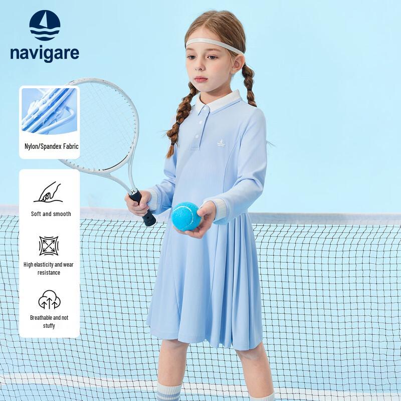 Navigare Girls Pleated Long Sleeve Dress 140
