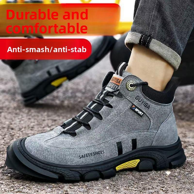 Men's Safety Shoes Steel Toe Men's Boots Anti-smash Anti-puncture Work Boot Working Shoes Slip-Resistant Winter Boots Breathe