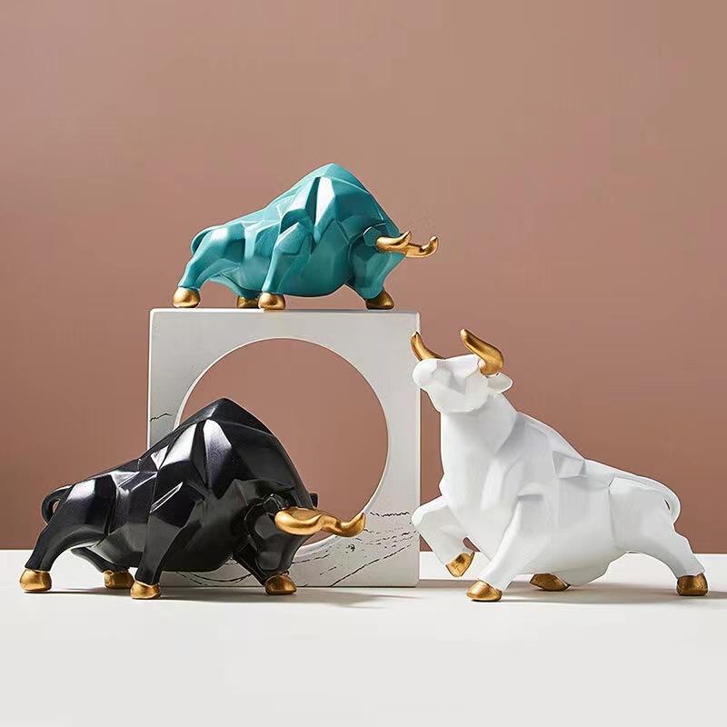 Creative Nordic Resin Animal Sculpture Abstract Simulation Ox Sculpture Modern Home Decoration Portico Desktop Accessories Gift