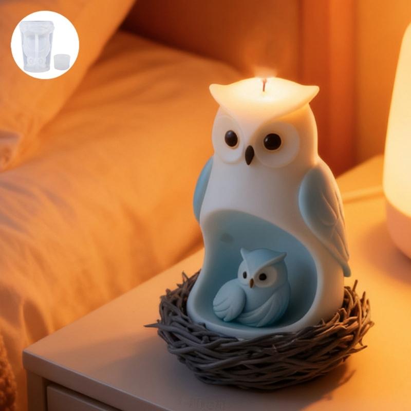 Statue Famille Hiboux Moules à Bougies en Silicone Silicone de Qualité Alimentaire Pour Coulage Résine Savon Bougie Chocolat Décoration Halloween