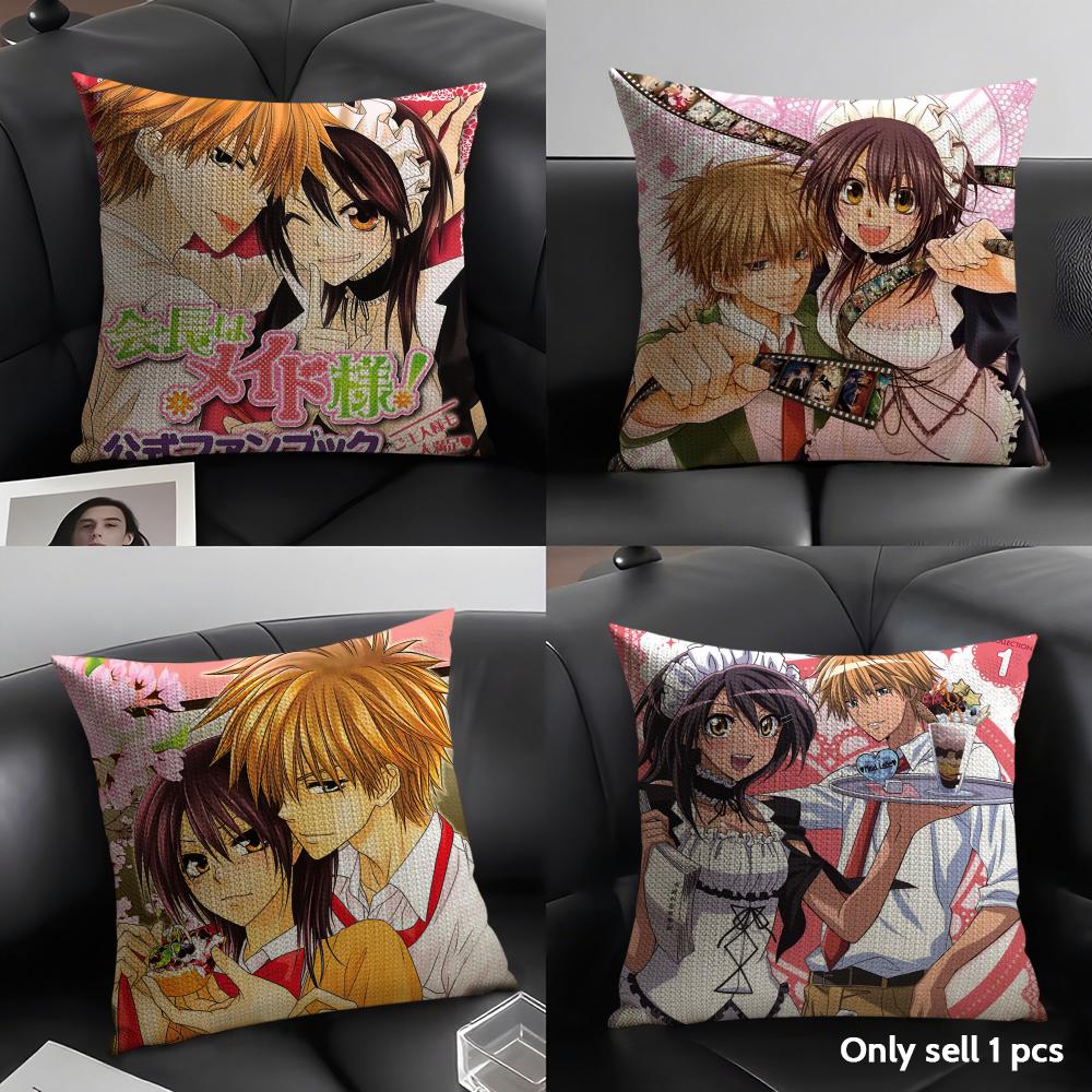 Japanese Anime M-Maid Sama Cushion Cover Natural Linen Organic Fabric Double-Sided Printing Sofa Home Decor Gift Pillow Case