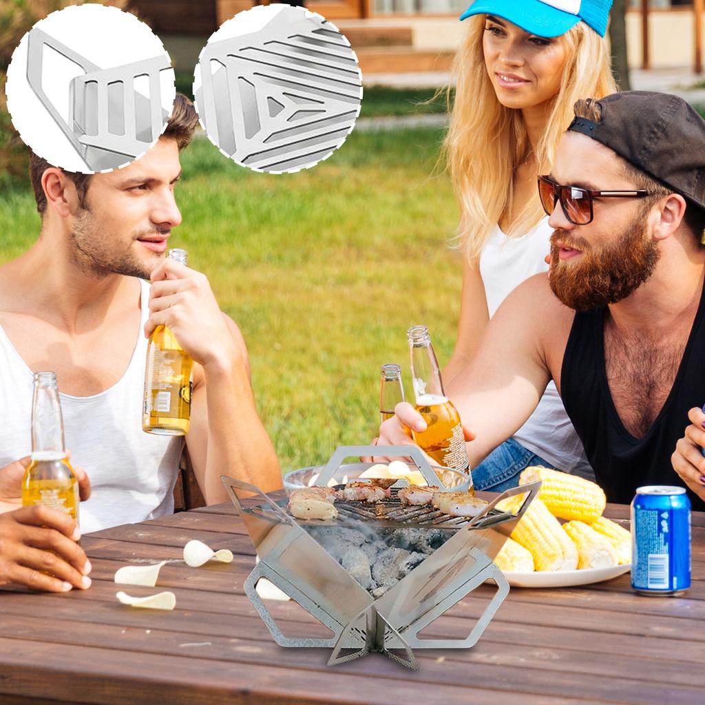 Detachable Barbecue Grills Camping BBQ Grills Rack Portable Charcoal Oven Burning Stove Card Type Stove Easy