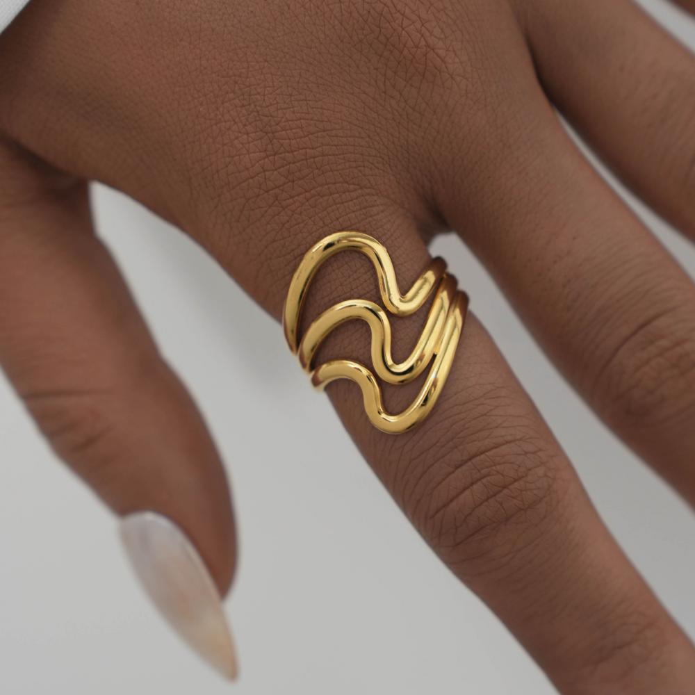 2026 New Design Stainless Steel Creative Geometric Hollow Open Ring for Women Statement Metal Rust Proof Minimalist Jewelry