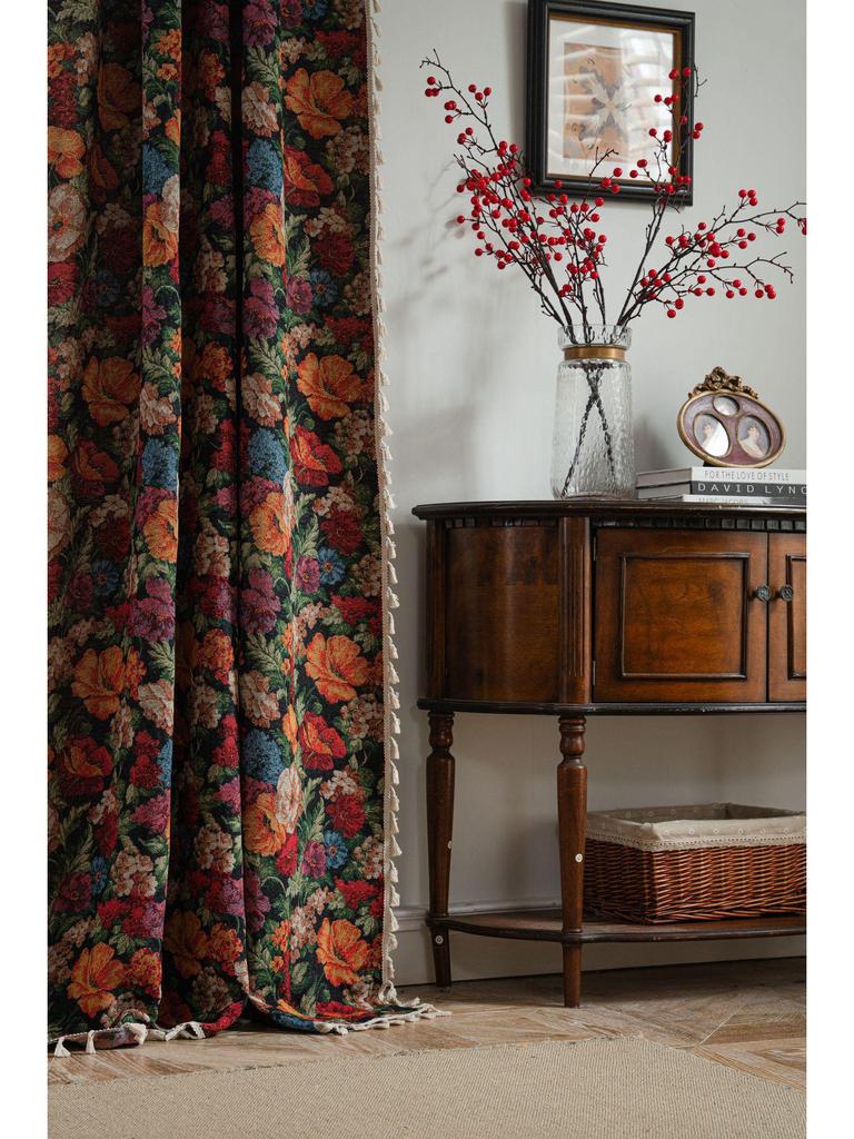 Imanqi Yun Floral Jacquard Halbverdunkelnde Küchen- & Erkerfenstervorhänge