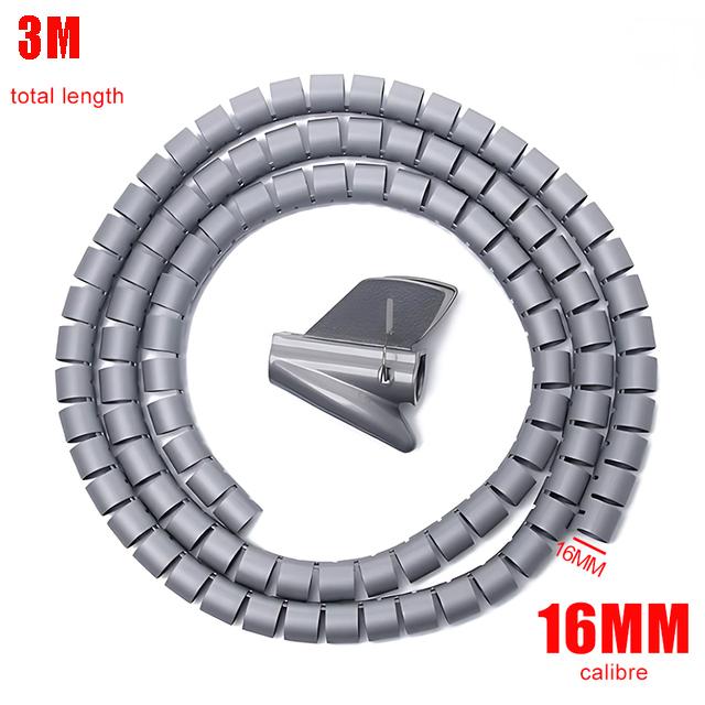 Black Cable Wire Protector Cable Organizer Management Pipe Flexible Wire Wrap Line Coiled Tube Office Cord Sleeve Cover 3M