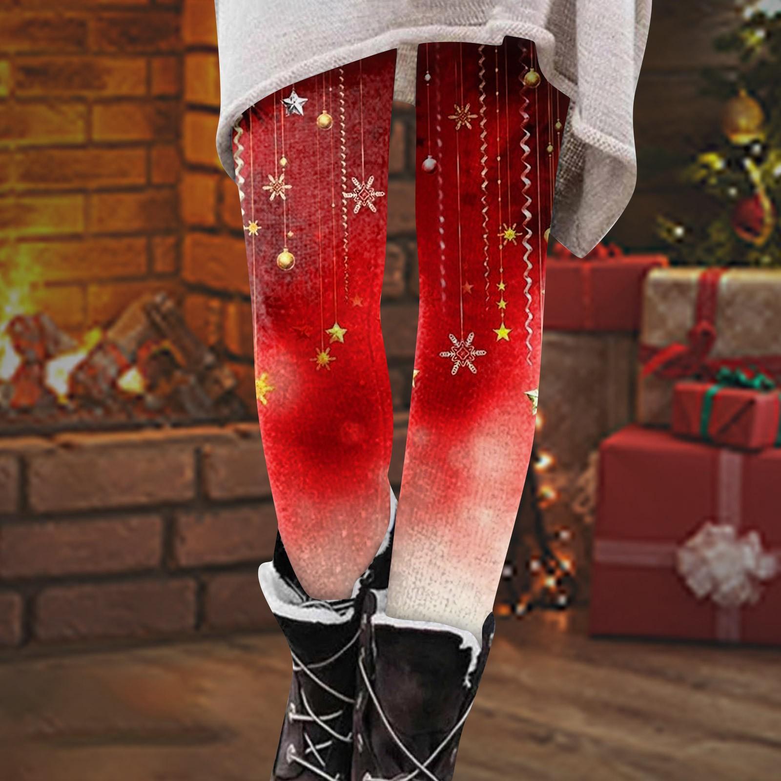 

Женские брюки с рождественским принтом, эластичные мягкие хлопковые леггинсы, повседневные домашние пижамы XL красный