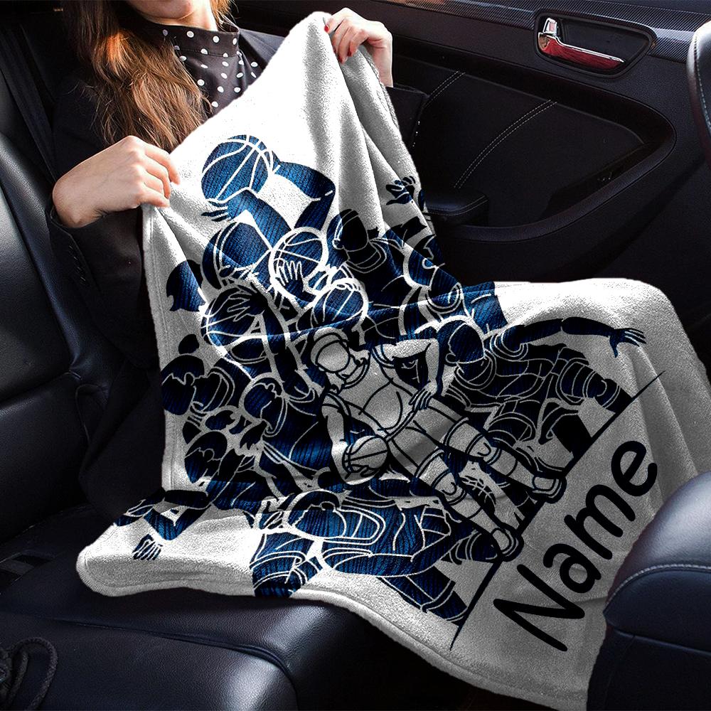 Custom Name Basketball Theme Printed Blanket - Perfect for Couch, Bed, Travel & Outdoor Use | Machine Washable, Cozy & Durable.