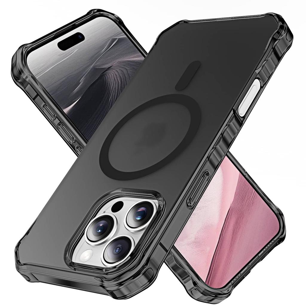 Magnetic for iPhone 16/15/14/13/12 Pro Max Case Slim Translucent Matte Shockproof [Compatible with Magnetic][Anti-Yellowing]