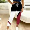 Summer Ladies Striper Printed Sweatpants Loose Fit Drawstring Joggers Elastic Cuff Daily Casual Pants