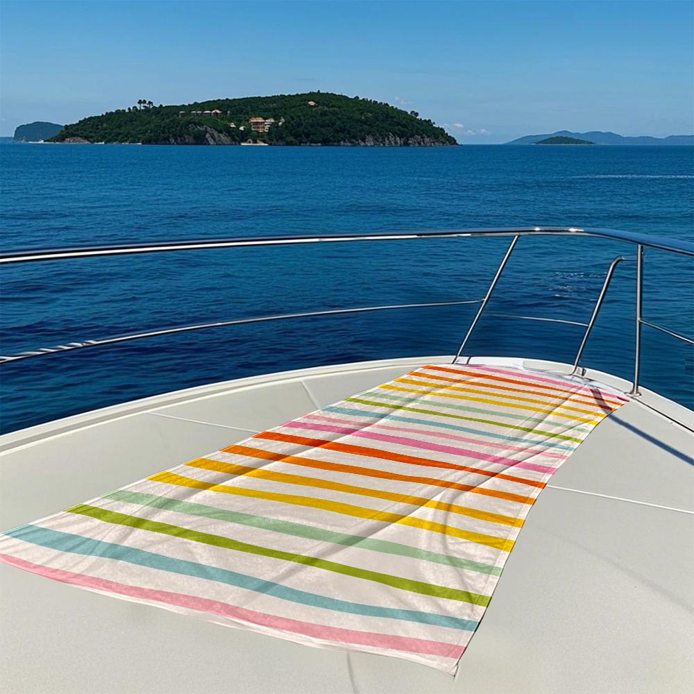 Bright Rainbow Wavy Stripes Quick Drying Bath Towel Microfiber beach towel - light weight swimming camping  yoga beach out
