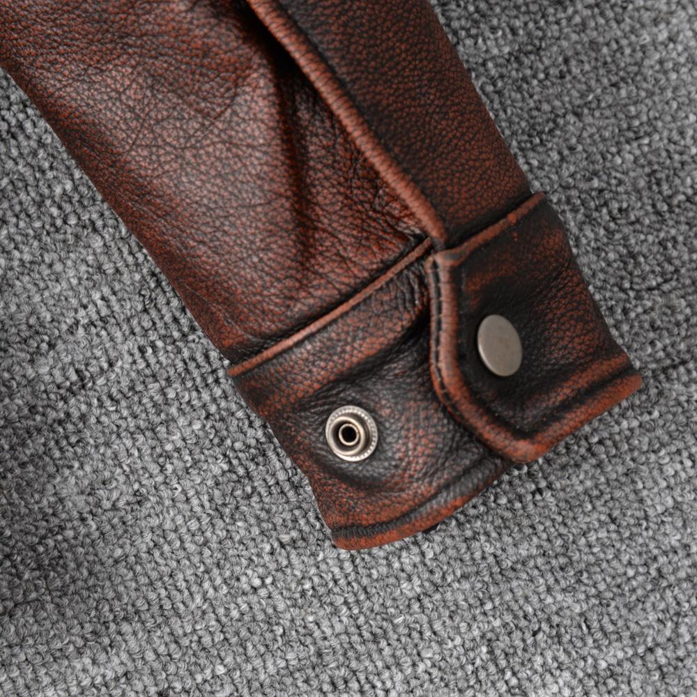 Vintage Red Brown Genuine Cow Men's Leather Jacket Slim Short Cowhide Coat Man Skin Clothes Spring Autumn