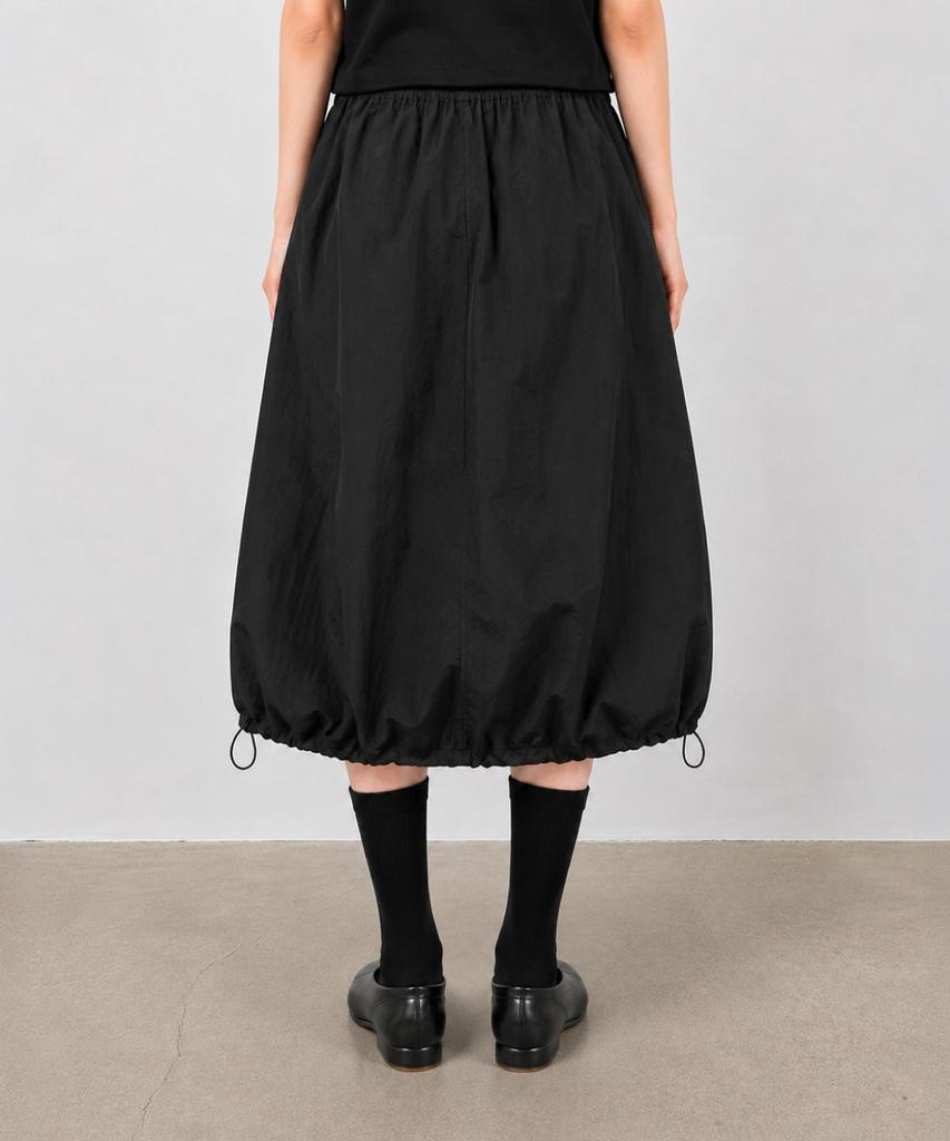 Damiswi Shirred String Balloon Midi Skirt_Black