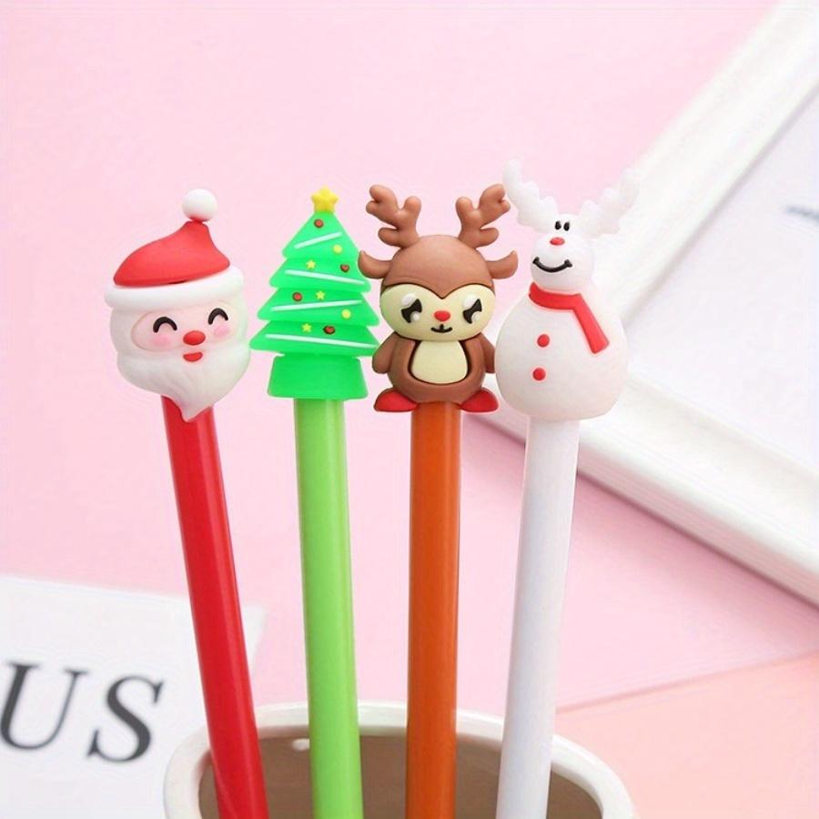 4/ 20 PCS Cartoon Christmas Theme Water Based Pen 0.5mm Black Funny Novelty Santa Claus Design Good Quality Student Essential Back To School