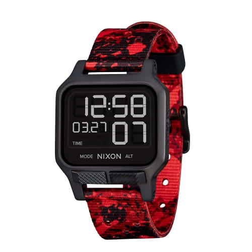 NIXON Heat A1320 - Black/Red - 100M Water Resistant Men's Ultra Thin Digital Sport Watch (38mm Watch Face, 20mm PU/Rubber/Silicone Band)