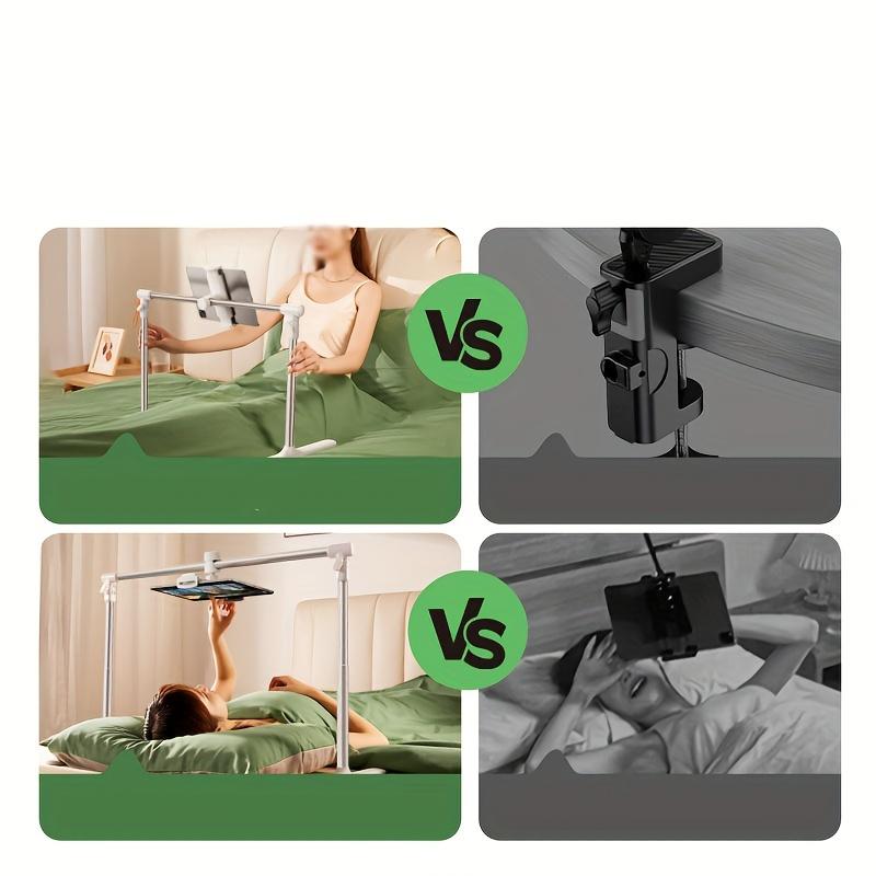 Adjustable Telescopic Tablet Phone Stand with Clamp Base Bedside Easel Stand Suitable for Bedside Desktop Travel