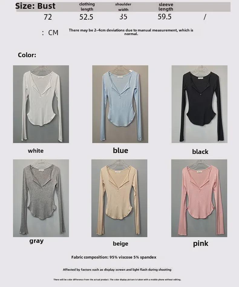 Korean Dongdaemun Sexy Half-Open Collar Slim Long-Sleeve T-Shirt - Feminine and Comfortable