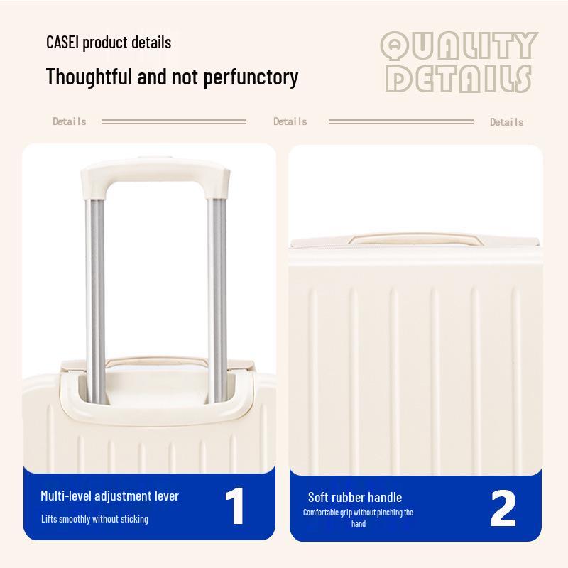 20-Inch Lightweight Women's Leather Carry-On with Silent Wheels and Multi-Functional Design