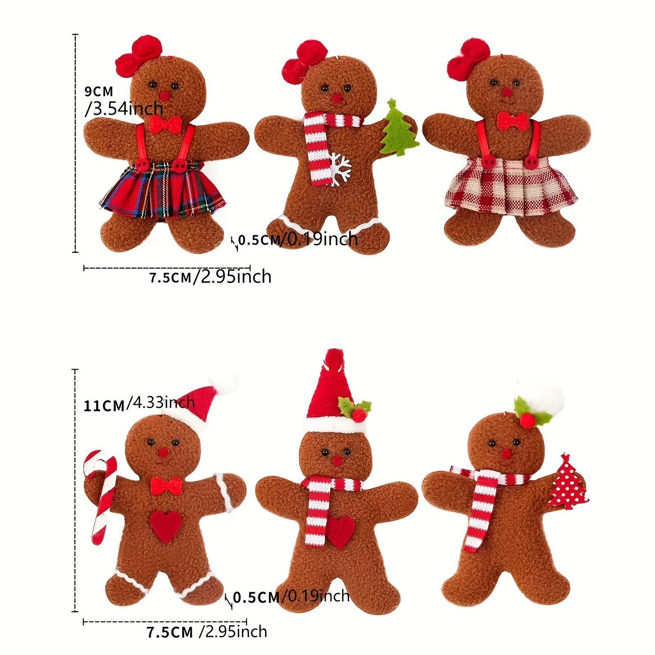 

6pcs Gingerbread for Man Gnome Christmas Ornaments Traditional Polyester Hanging, Festive Holiday Decorations for Christmas,Christmas Tree Ornaments 6 Pack