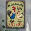 Rustic Chicken Metal Wall Art Sign - 8x12 Inch Vintage Rooster & Hen Iron Plaque, Weather-Resistant Indoor Decor