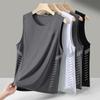 Men's Plus Size Ice Silk Sleeveless Quick-Dry Crew Neck Tank Top - Casual Loose Summer Sportswear