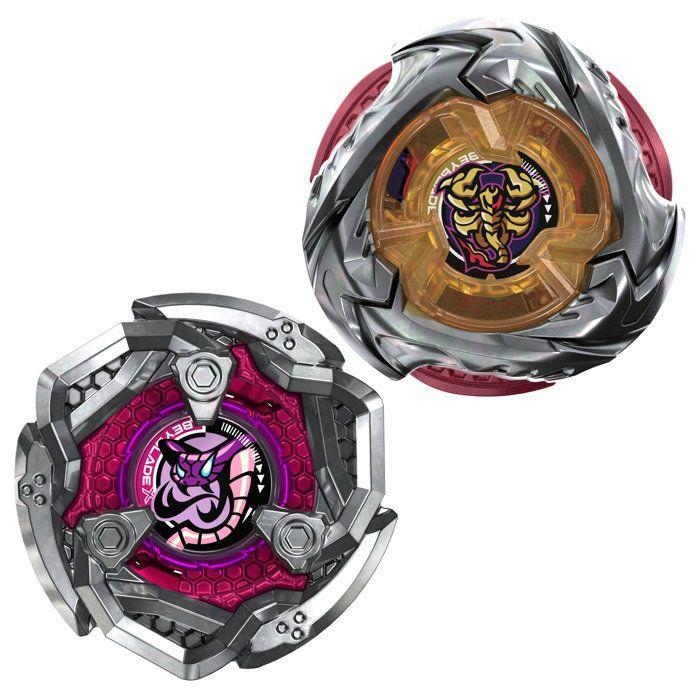 Beyblade X Dual Pack Spear Scorpio 0-70Z UX et Tail Viper 3-85LO BX, 2 toupies de combat Takara Tomy à rotation droite, dès 8 ans