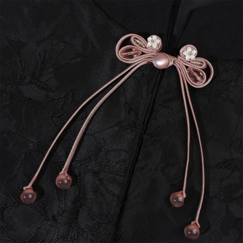Ornamental Textile Cordwork for Traditional Dressmaking, Chinese Style Fabric Trim with Long Drape Detail for Apparel Use