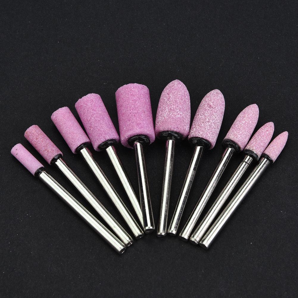 100Pcs Polishing Stone Head Grinding Wheel Burr Bit for Grinder Pink Shank Diameter 3mm
