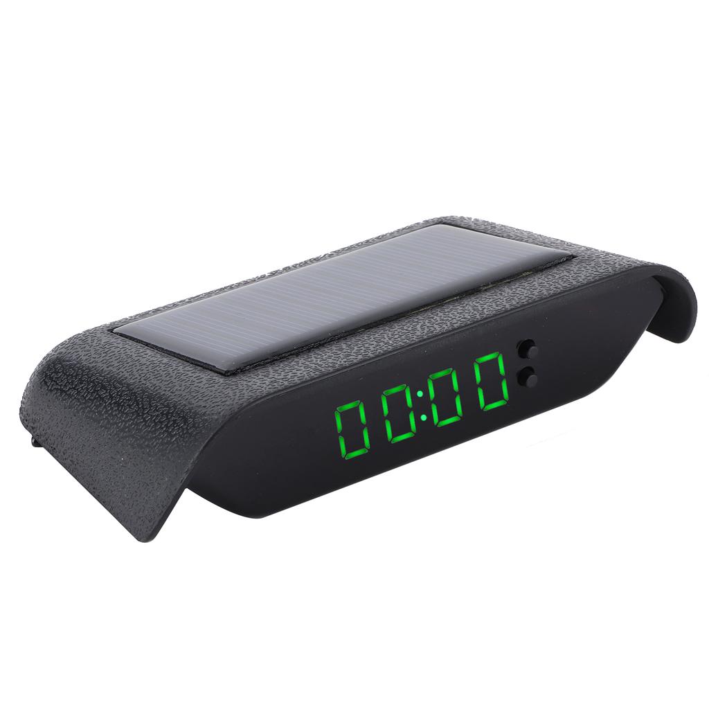 Car Digital Clock Auto Truck Solar Powered Time Date Temperature LCD Display Wiring FreeGreen Light