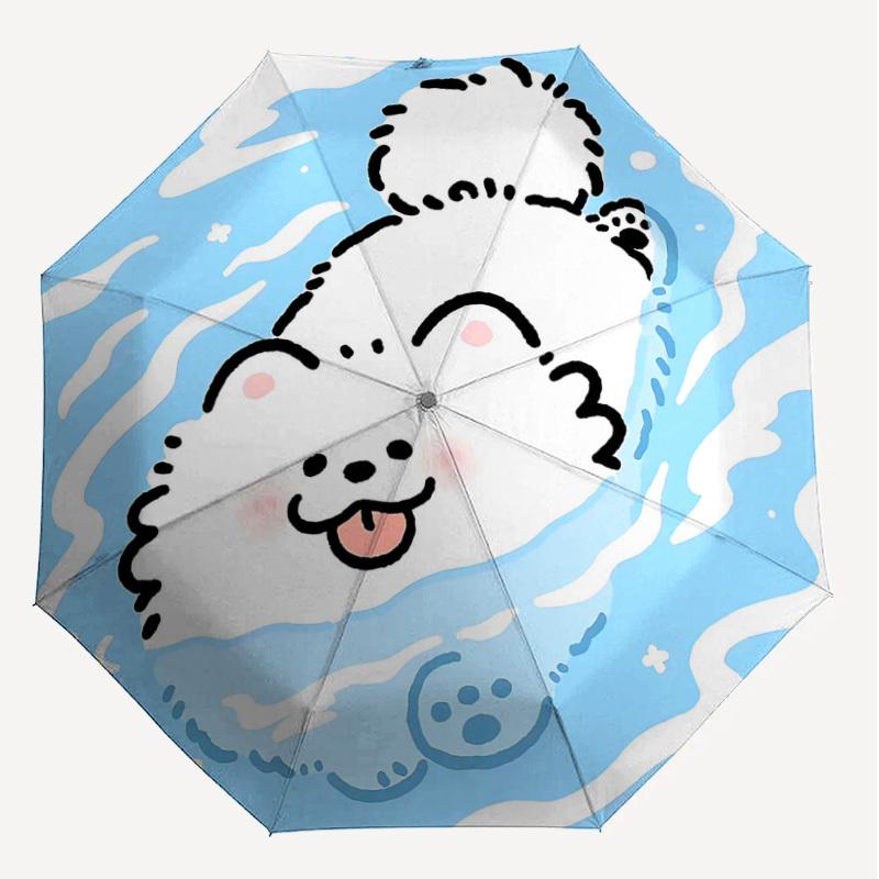 1PC Clouds Dog Umbrella-8-Rib Reinforced, Automatic Open, Lightweight & Durable, Cute Fashion Accessory for Outdoor-Y0387