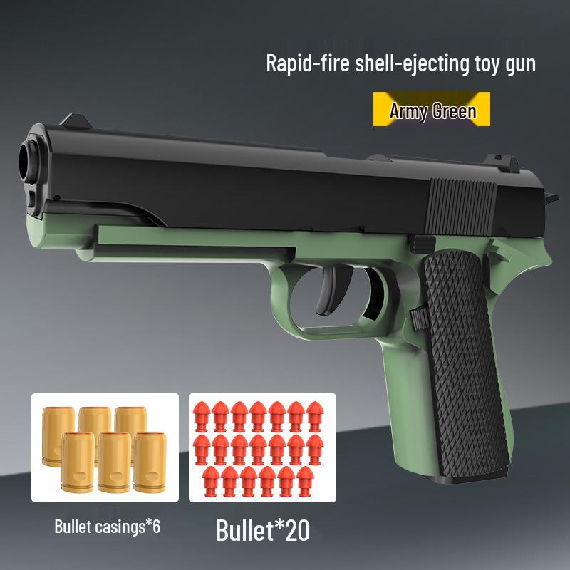 Shell Fırlatmalı ve Sürekli Ateşlemeli Colt 1911 Yumuşak Mermi Oyuncak Tabanca - Erkek Çocuklar İçin - PUBG Tabanca Modeli