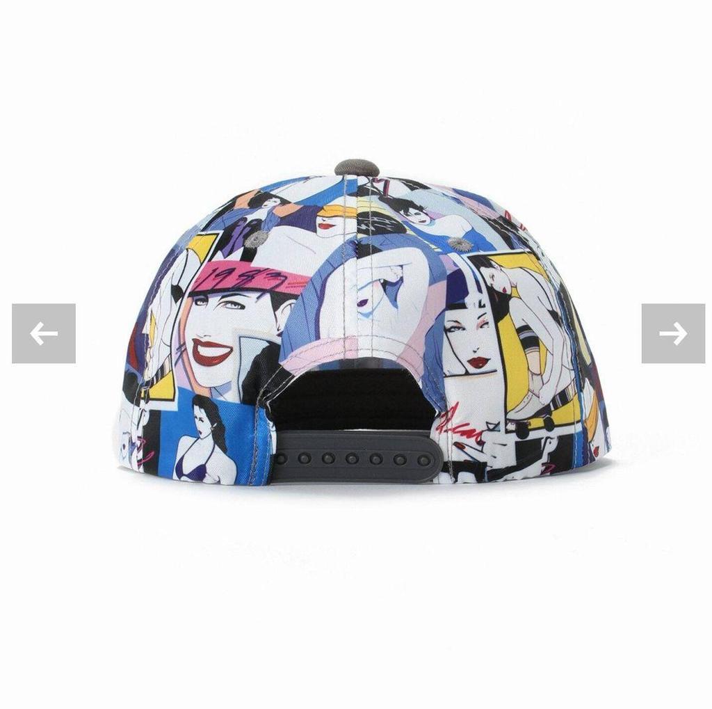 [USED] Extremely rare limited collaboration sold out Patrick Nagel x Starter all-over print cap hat art gray