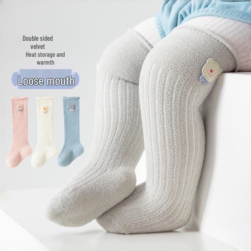 Coral Fleece Infant Knee-High Socks: Newborn Warmth & Comfort