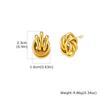 Chunky 18K Gold Plated Twist Knot Stud Earrings for Women, Geometric Textured Stainless Steel Waterproof Vintage Jewelry