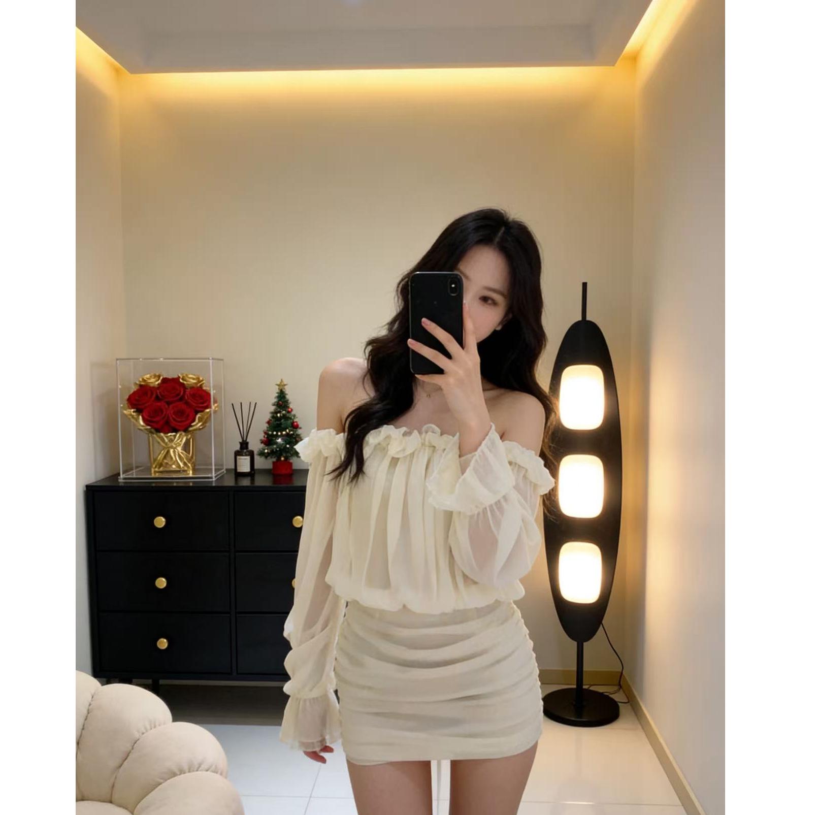 2026 Korean Style Slimming Women s Dress - Elegant, Waist-Cinching, Daily Commute Fashion L