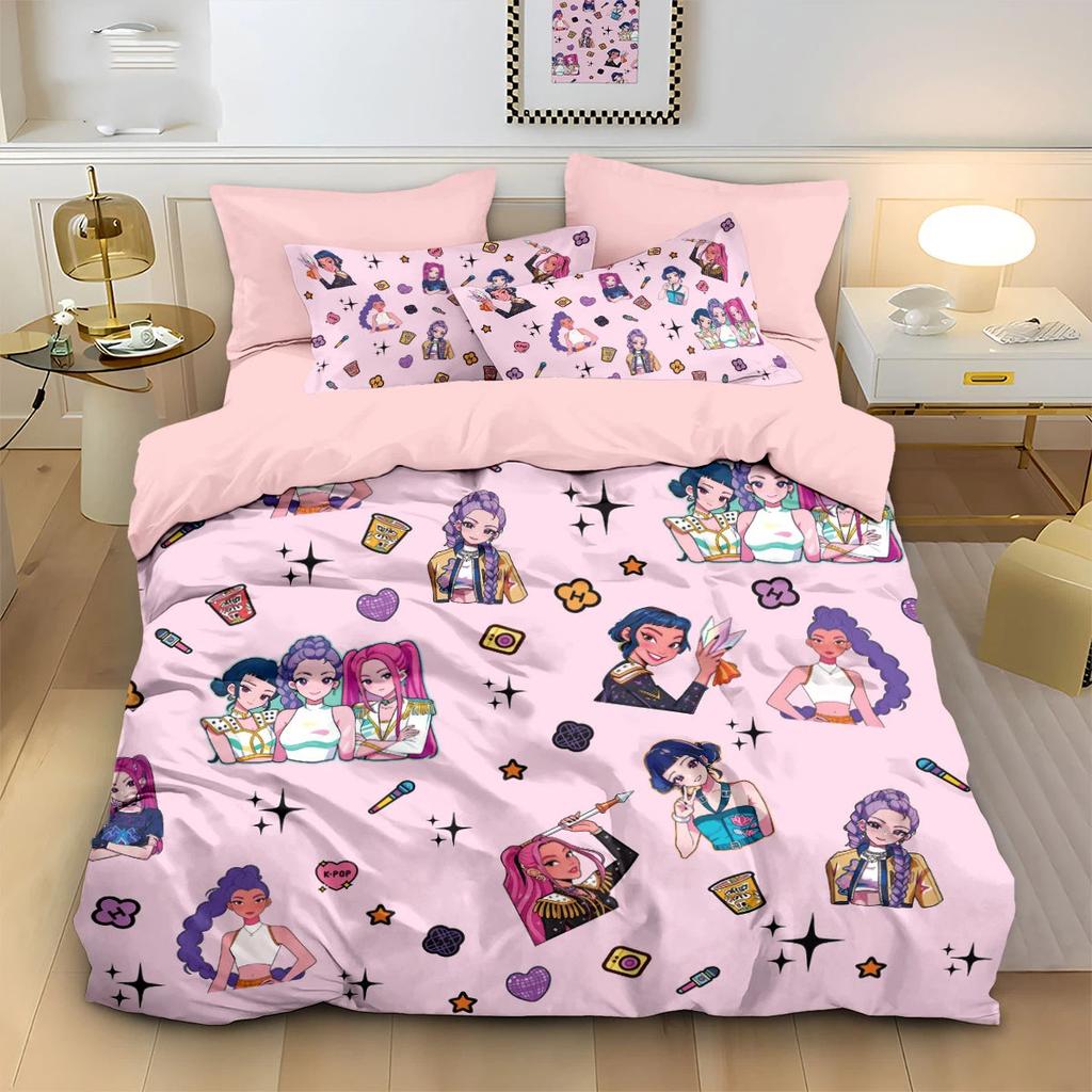 K-Pop Demon Hunters Bedding Sets Eu Single Comforter Quilt Bed Cover Duvet Cover Pillow Case 2-3 Pieces Sets Kids Adult Size