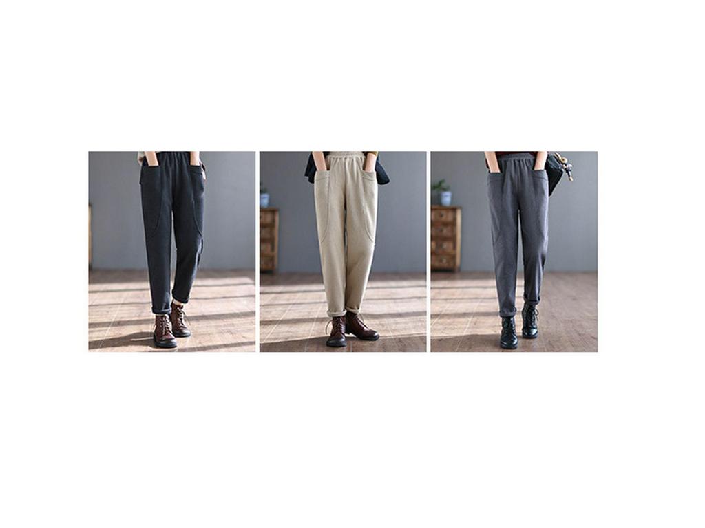 Pantalon harem rétro japonais pour femme doublé de velours avec poches pour automne/hiver 2025