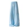 Summer Men's Cargo Wide Leg Pants Drawstring Elastic Waist Baggy Trousers