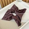 Korean-Style Faux Leather Scarf Hair Tie Set: Large Square Headband, Intestine Hair Tie, and Shiny Bun Accessory.