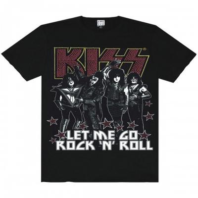 Mens Let Me Go Rock N Roll Kiss Diamante T-Shirt
