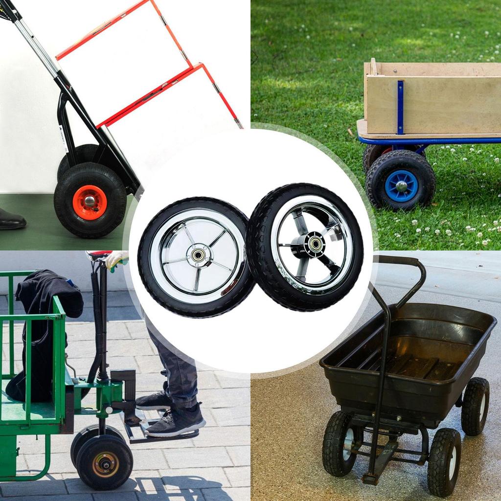 Pneumatic Wheel Trolley Cart Wheel Black 20cm Universal Fit for Shopping Basket on Wheels Wagon and Storage Cart