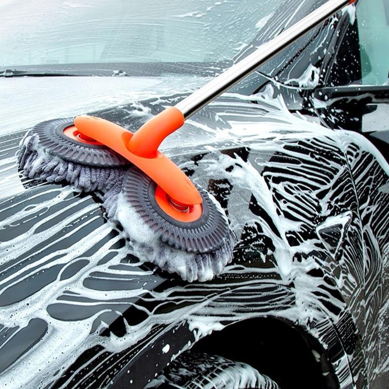 Long Handle Car Wash Mop with Soft Fiber Head for Rooflines, Windshields, Body Panels, Regular Vehicle Washing, and Easy Storage Tasks