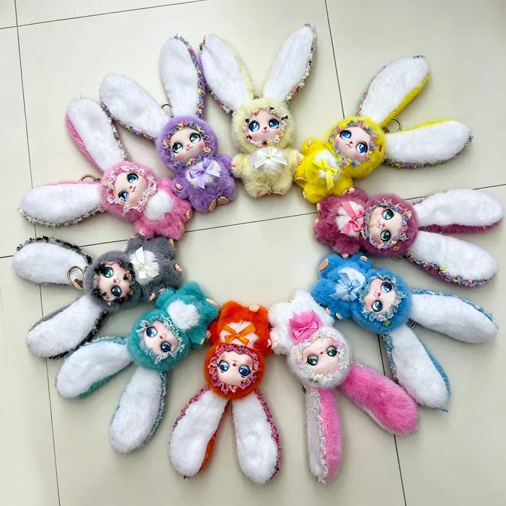 Colorful Cute Lace Lolita Big Ear Rabbit Plush Toy for Kids