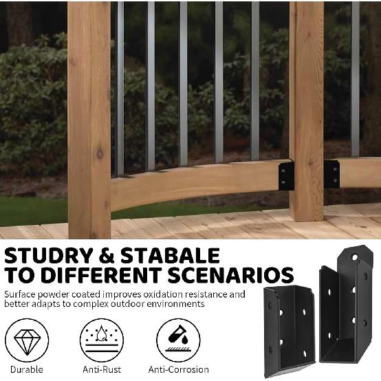 30° Deck Railing Concealed Brackets,DIY Woodwork Concealed-Flange Hanger for 2" X 4”(Actual:1.5" X 3.5") Wood Beam,U-Shaped Slant Joist Hanger