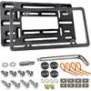 Aootf Front License Plate Bracket- Universal Bumper Mounting Kit, Car Tag Holder Adapter & Black Aluminum Plate Cover, Anti-Theft Lock Screw Bolt