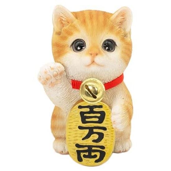 Debarie Lucky Cat Figurine Healing Prosperity Good Luck Protection from Illness Fortune Inviting Entrance Restaurant Opening Celebration Decoration