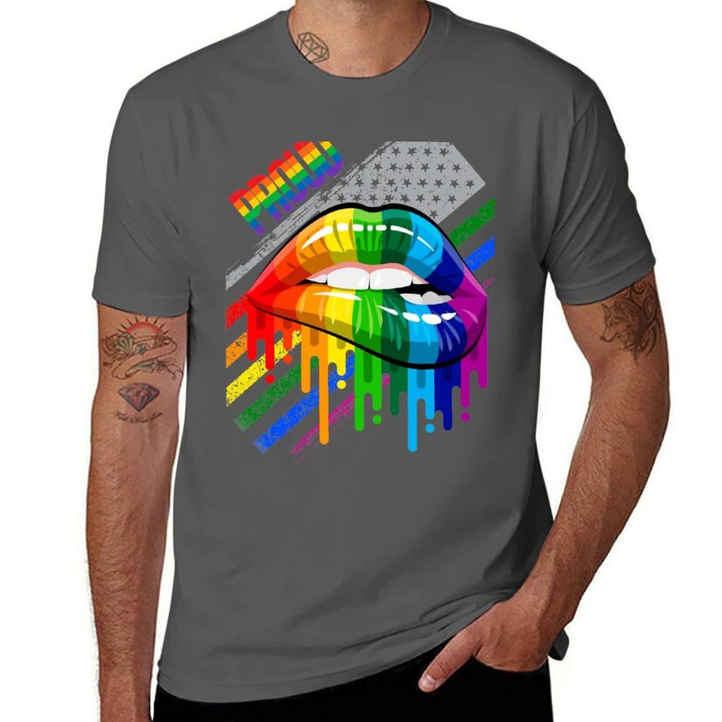 Proud Rainbow Lips Pride Tshirt Unisex T Shirts For Unisex Casual T Shirts With Prints Tshirt