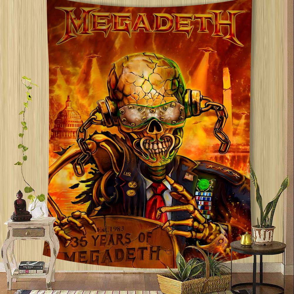 Vintage Megadeths Heavy Metal Rock Band Hanging Bohemian Tapestry Hanging Tarot Hippie Wall Rugs Dorm Japanese Tapestry